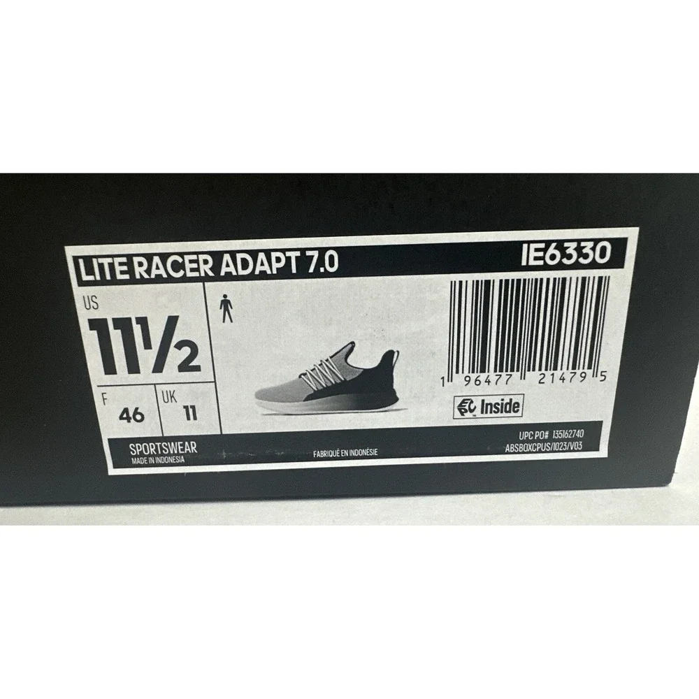 adidas Men's Lite Racer Adapt 7.0 Cloudfoam Running Shoes, IE6330 Size 11.5